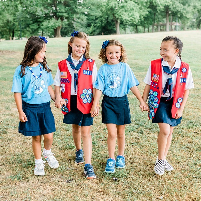 Troop 4620 members hiking on a trail.