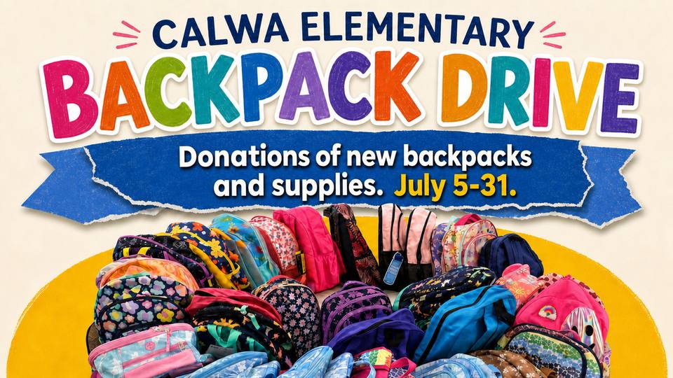 Calwa Elementary Backpack Drive promotional graphic