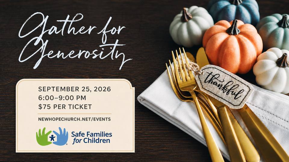 Safe Families Gather for Generosity Dinner promotional graphic