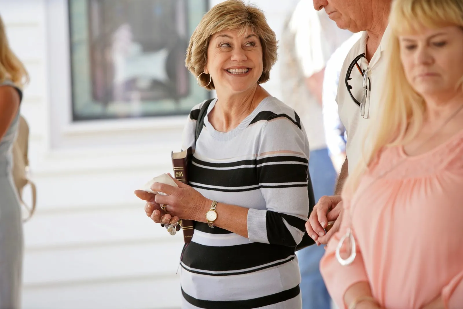 Fellowship and conversation after a New Hope Sunday service in Clovis
