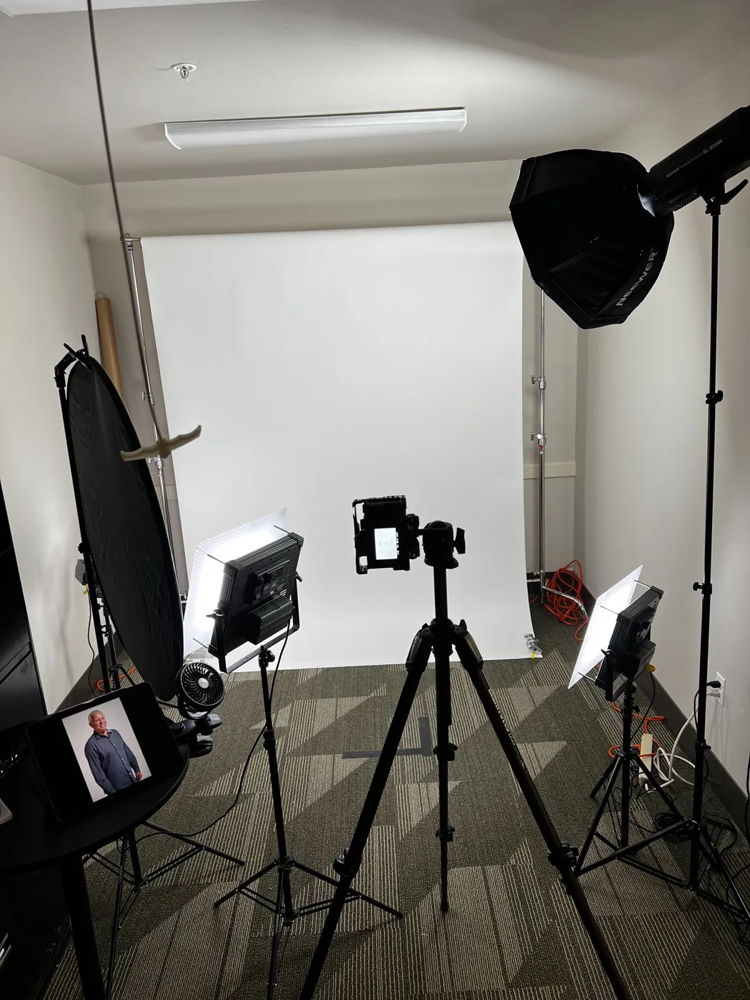 The New Hope media team's camera and lighting setup