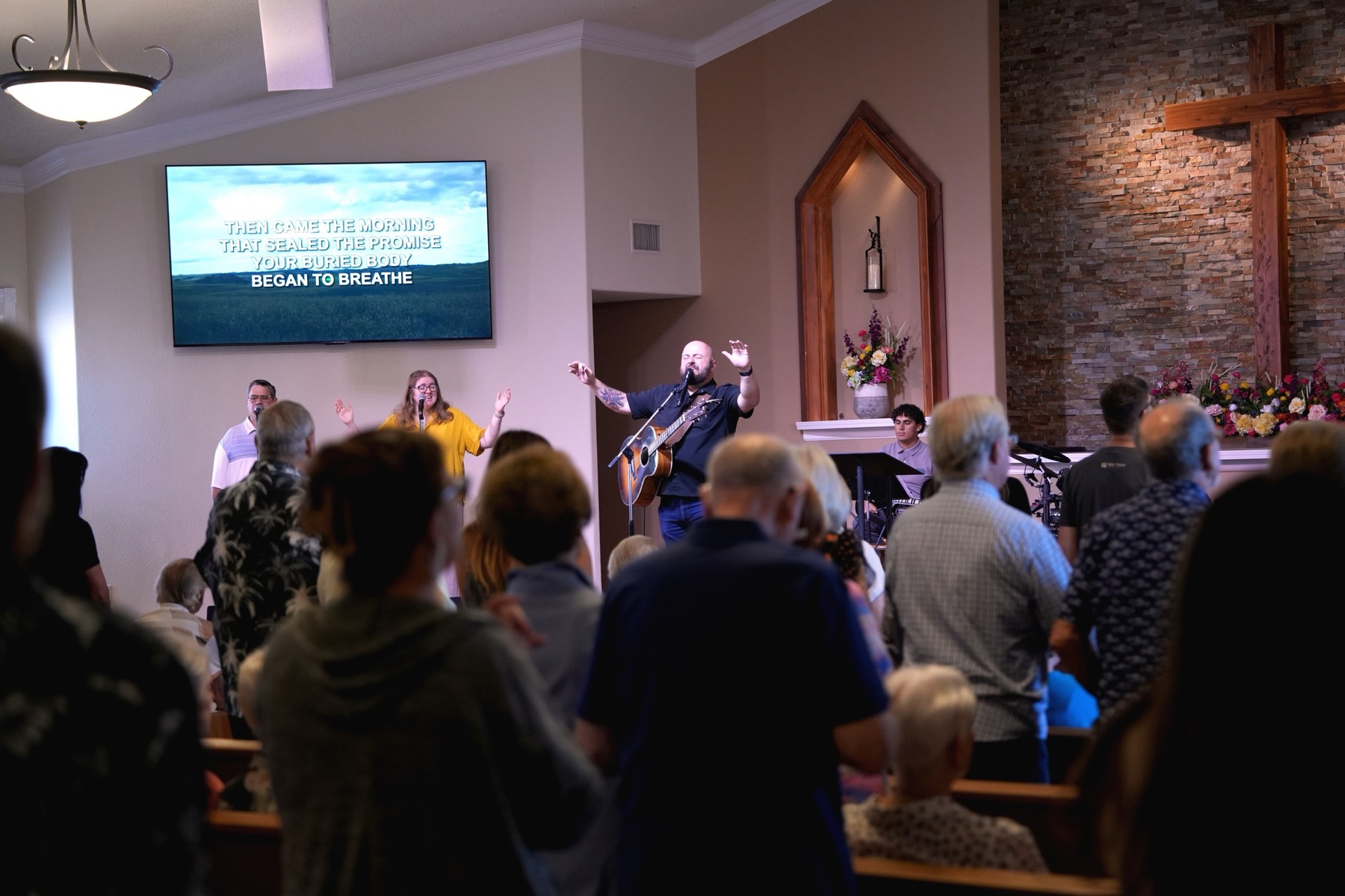 The New Hope congregation gathered together for worship on a Sunday morning in Clovis