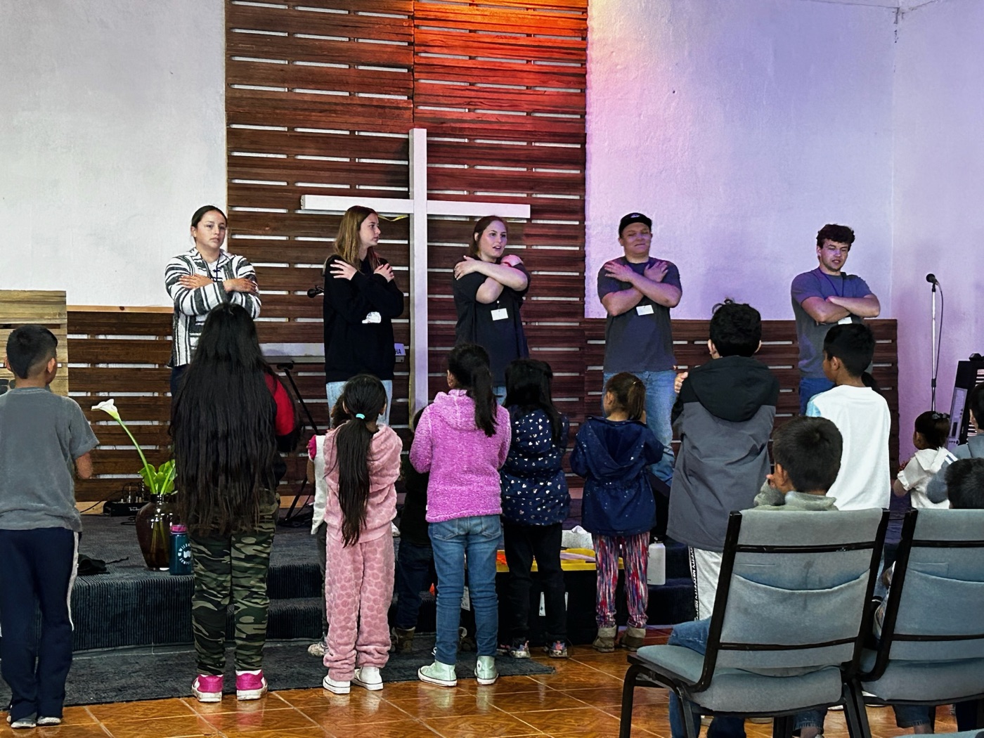 New Hope students leading a session for Mexican children in a local church