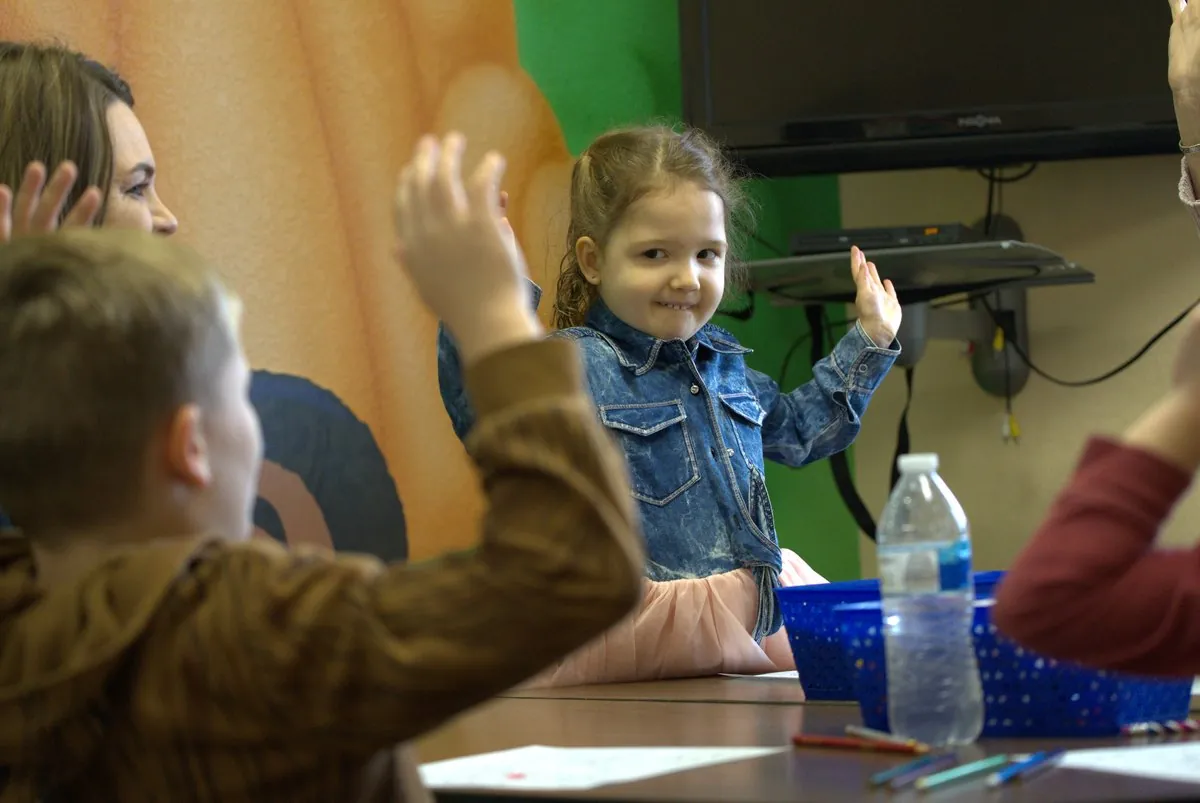 A New Hope Kids classroom in session with children gathered for a Sunday lesson in Clovis