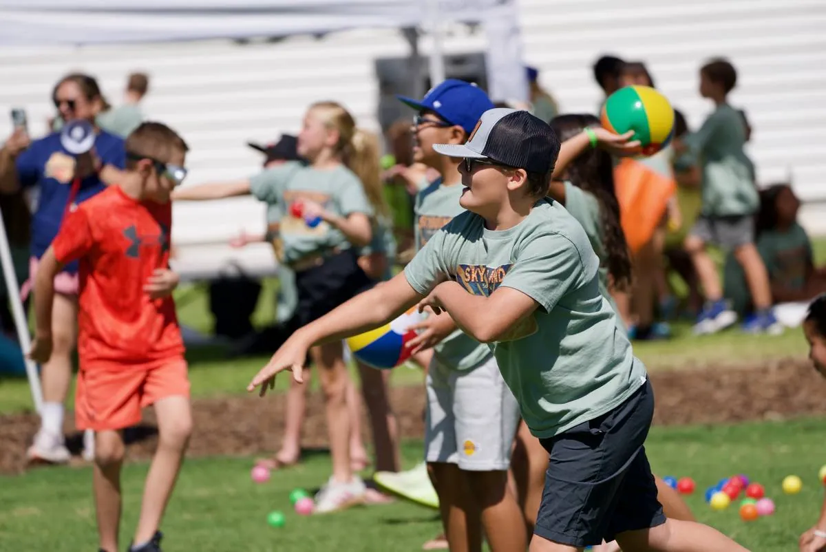 Kids playing outdoor team games at Skybound