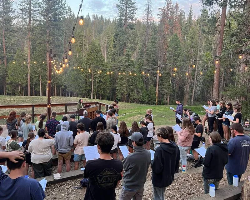 New Hope students in worship at summer camp